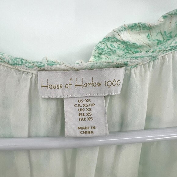 House of Harlow 1960 Aqua Blue Paisley Long Sleeve Dress Women's Size XS - Picture 3 of 6